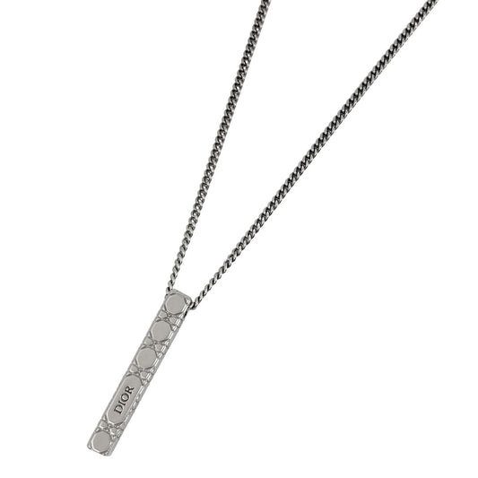 Dior Logo Necklace Cannage Stainless Steel Silver
