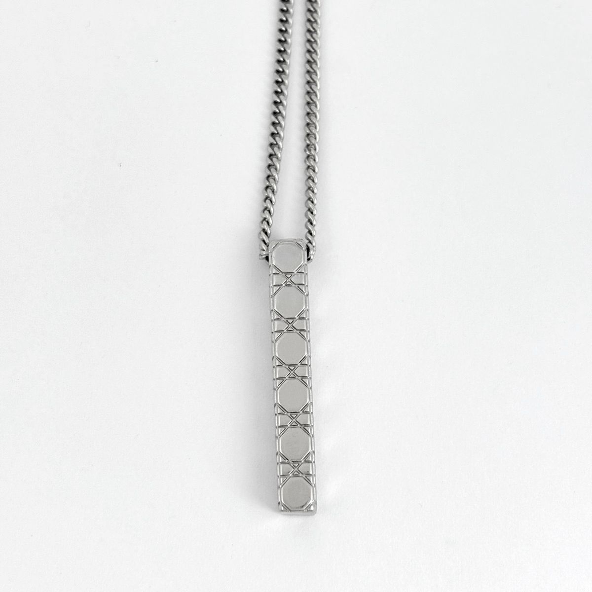 Dior Logo Necklace Cannage Stainless Steel Silver — view 2