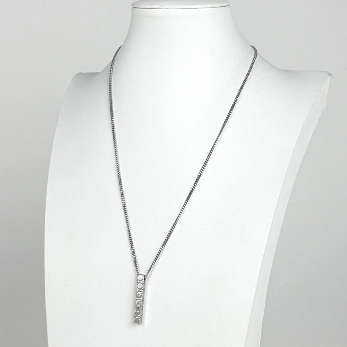 Dior Logo Necklace Cannage Stainless Steel Silver — view 4