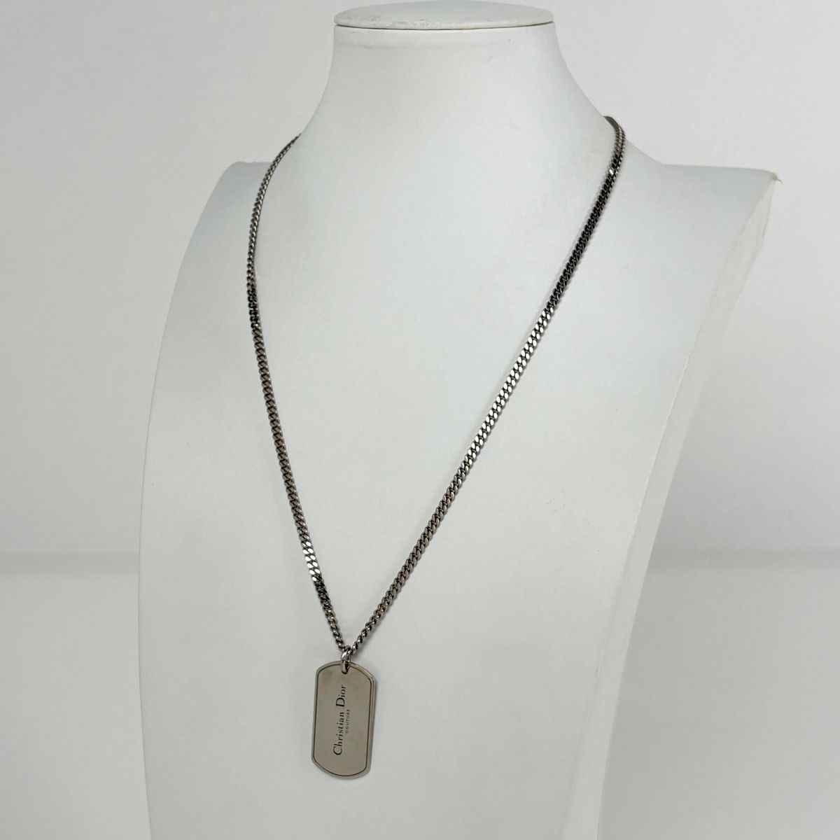 Dior Dog Tag Necklace Logo Silver Plated — view 4