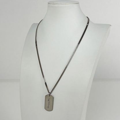 Dior Dog Tag Necklace Logo Silver Plated — view 4