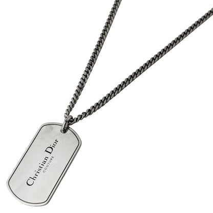 Dior Dog Tag Necklace Logo Silver Plated