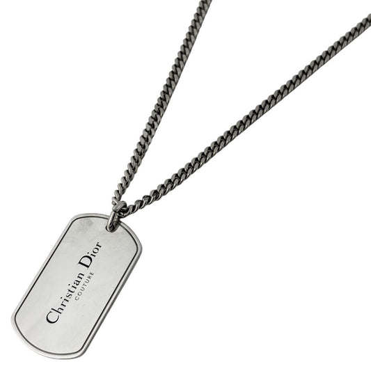 Dior Dog Tag Necklace Logo Silver Plated