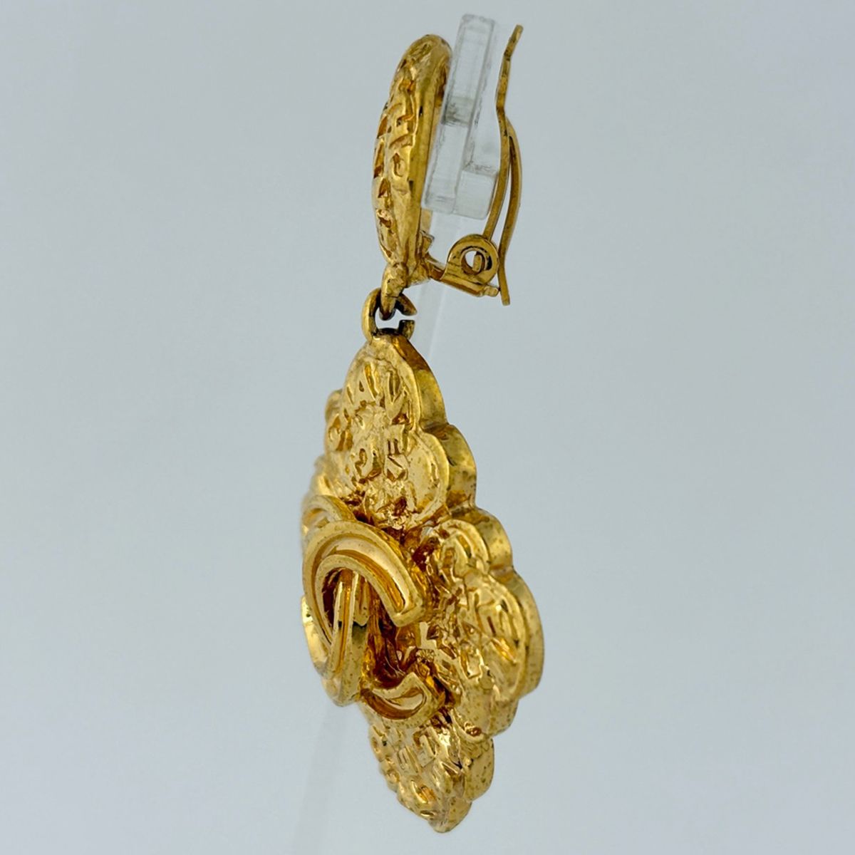 Chanel CC Logo Earrings Swing Diamond Gold Plated — view 2