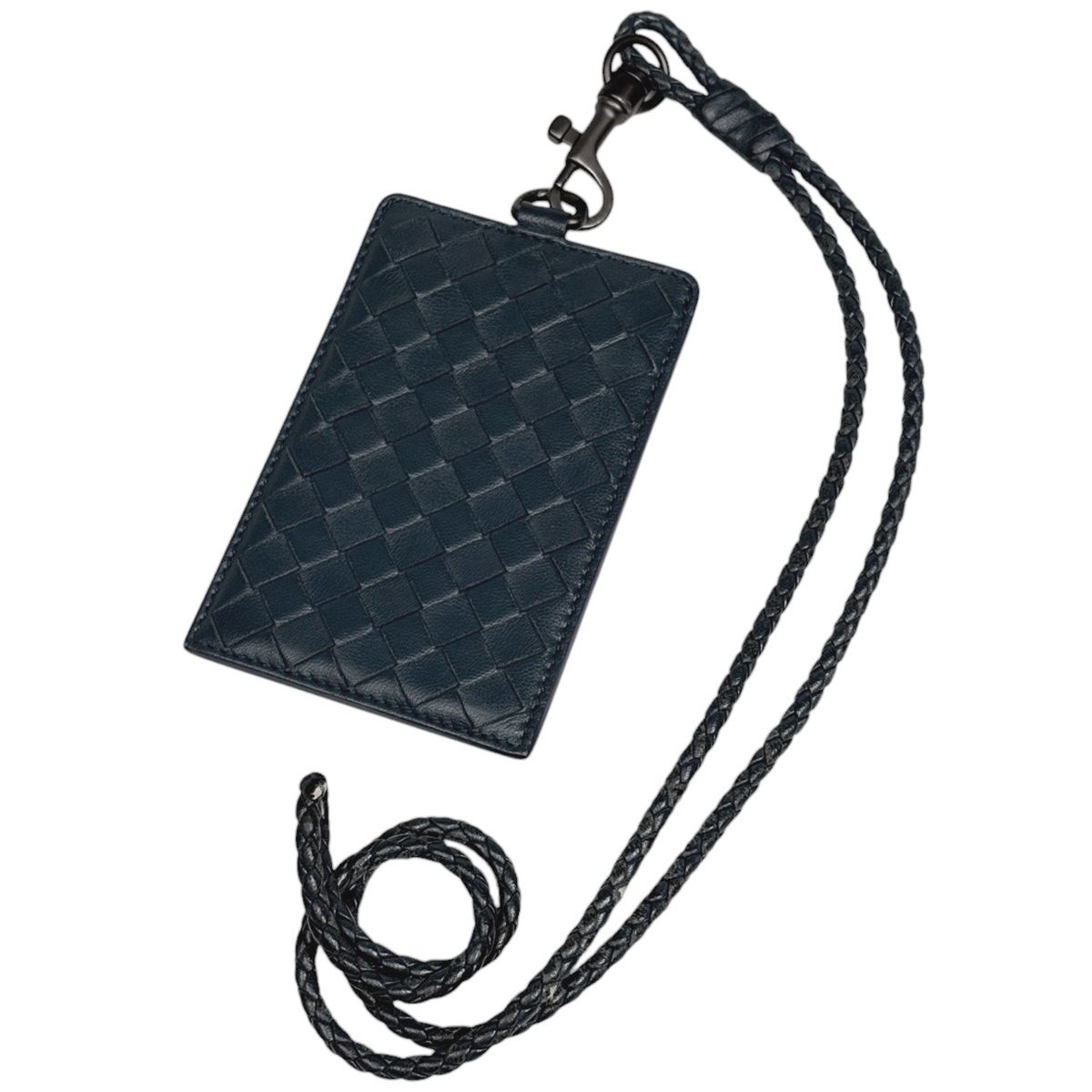 Bottega Veneta Intrecciato Card Case 2-Way Leather Blue