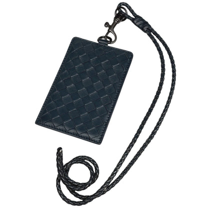 Bottega Veneta Intrecciato Card Case 2-Way Leather Blue