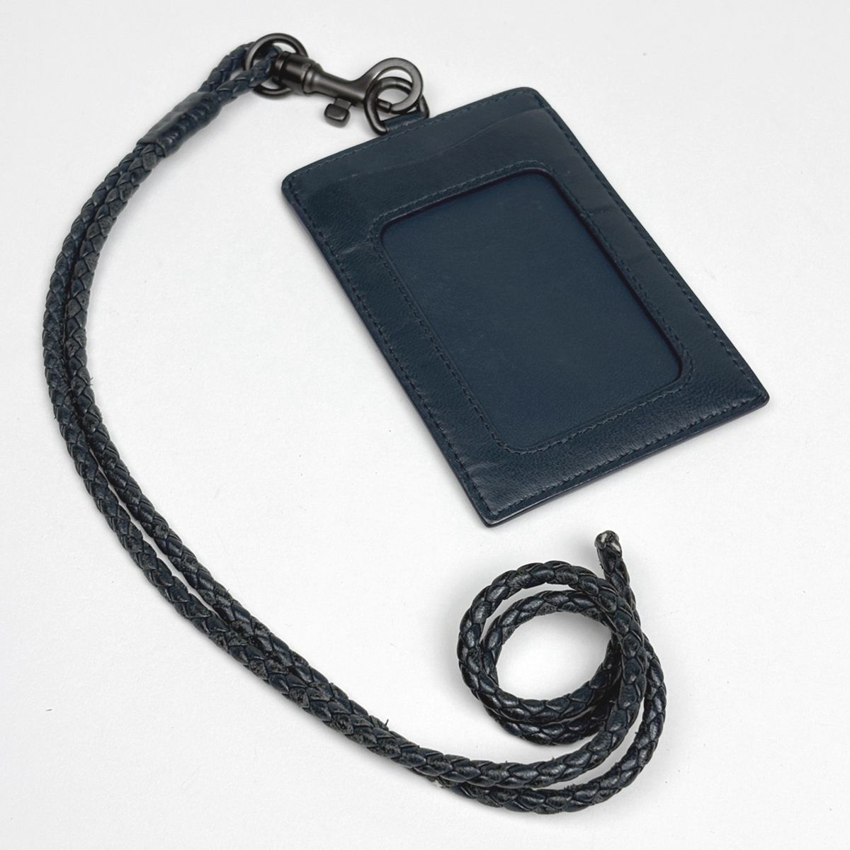 Bottega Veneta Intrecciato Card Case 2-Way Leather Blue — view 2
