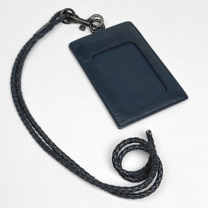 Bottega Veneta Intrecciato Card Case 2-Way Leather Blue — view 2