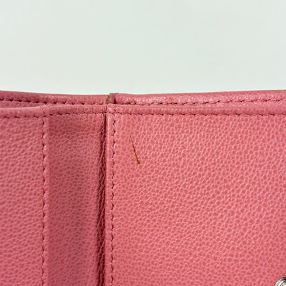 Chanel CC Logo Trifold Wallet Half Coco Quilted Caviar Leather Pink — view 6