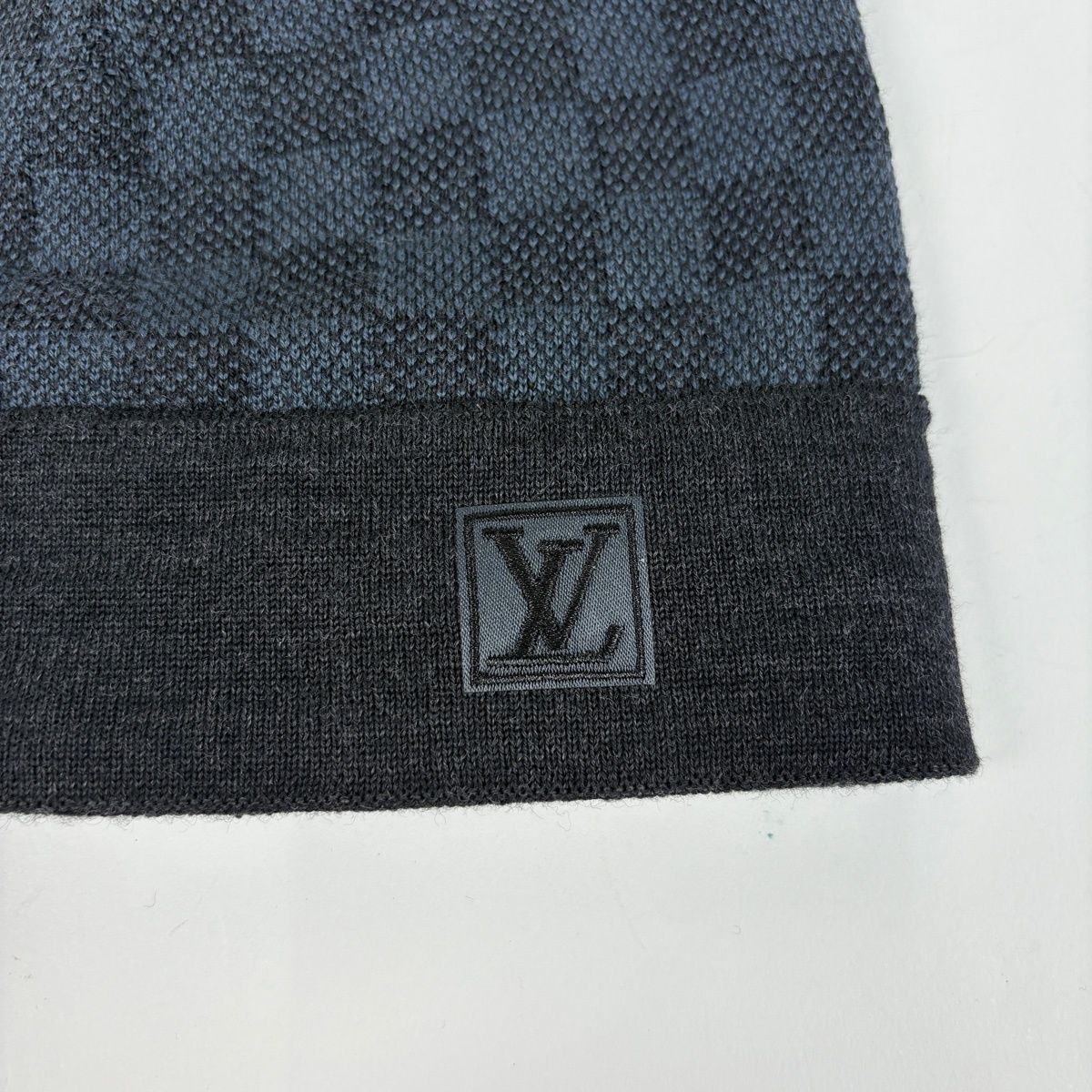 Louis Vuitton Bonnet Petit Damier Knit Cap Hat Cap Wool Polyurethane Gray Blue — view 3