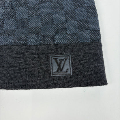 Louis Vuitton Bonnet Petit Damier Knit Cap Hat Cap Wool Polyurethane Gray Blue — view 3