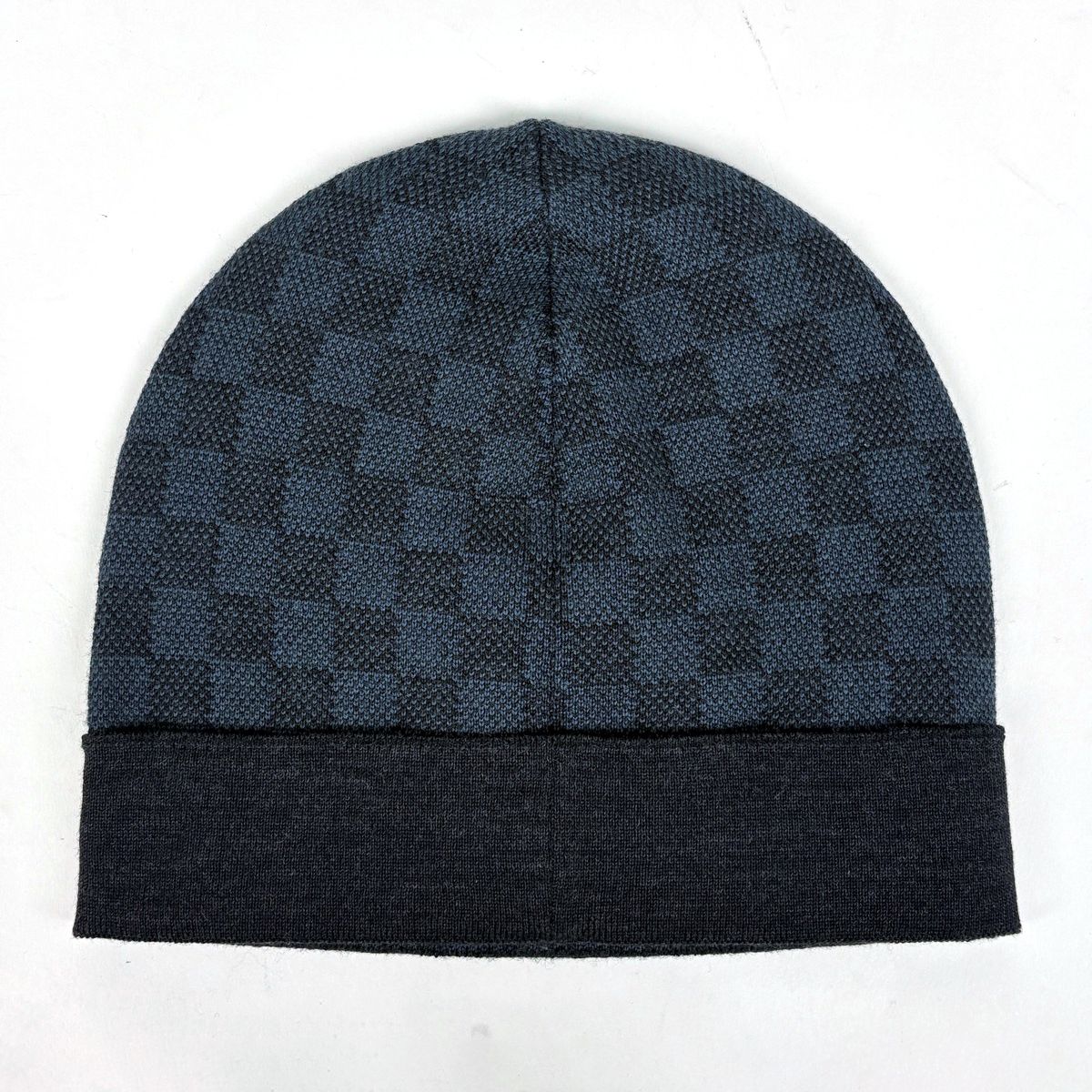 Louis Vuitton Bonnet Petit Damier Knit Cap Hat Cap Wool Polyurethane Gray Blue — view 2