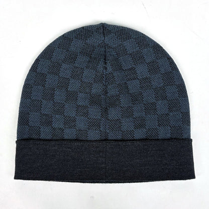 Louis Vuitton Bonnet Petit Damier Knit Cap Hat Cap Wool Polyurethane Gray Blue — view 2