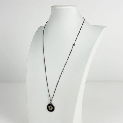Chanel Camellia Necklace CC Logo Silver Plated — view 5
