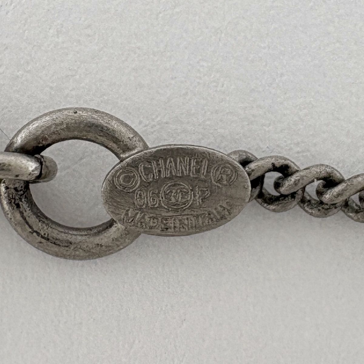 Chanel Camellia Necklace CC Logo Silver Plated — view 4