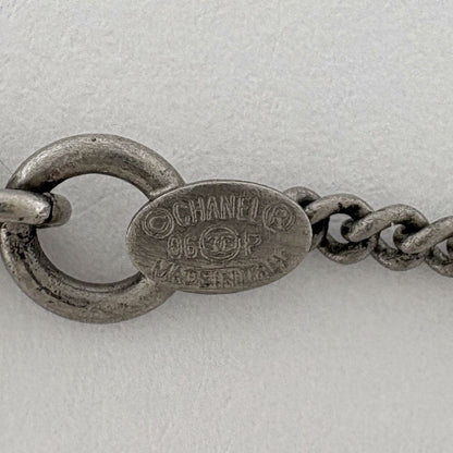 Chanel Camellia Necklace CC Logo Silver Plated — view 4