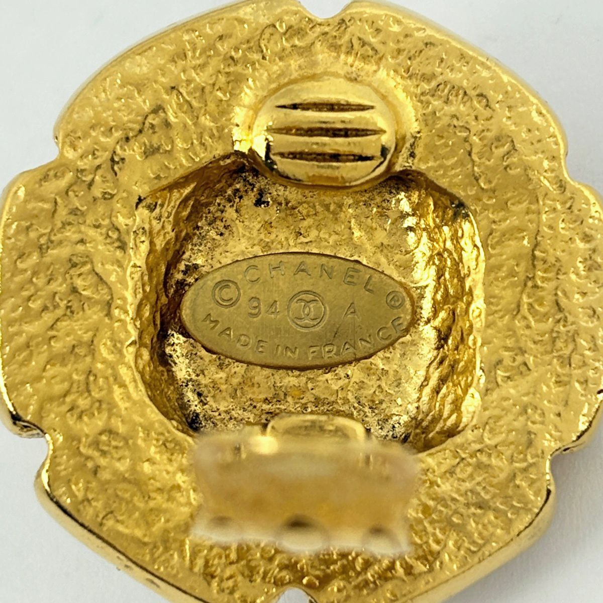 Chanel CC Logo Faux Pearl Earrings Gold Plated — view 5