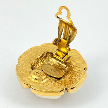 Chanel CC Logo Faux Pearl Earrings Gold Plated — view 3