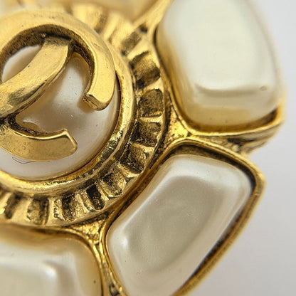 Chanel CC Logo Faux Pearl Earrings Gold Plated — view 4