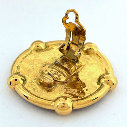 Chanel CC Logo Round Earrings Gold Plated — view 3