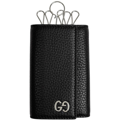 Gucci Interlocking Key Case Leather Black Key Holder