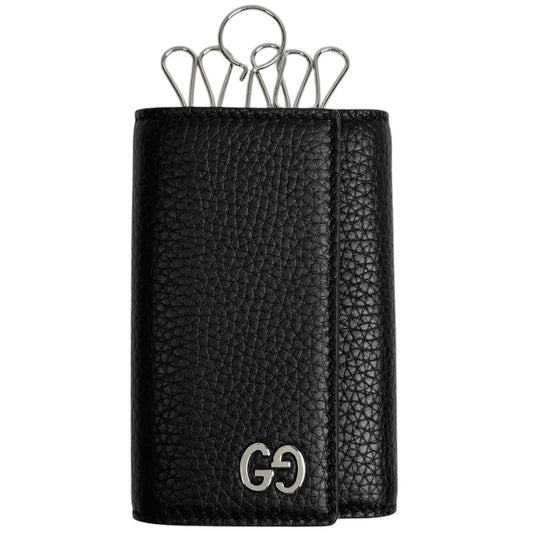 Gucci Interlocking Key Case Leather Black Key Holder