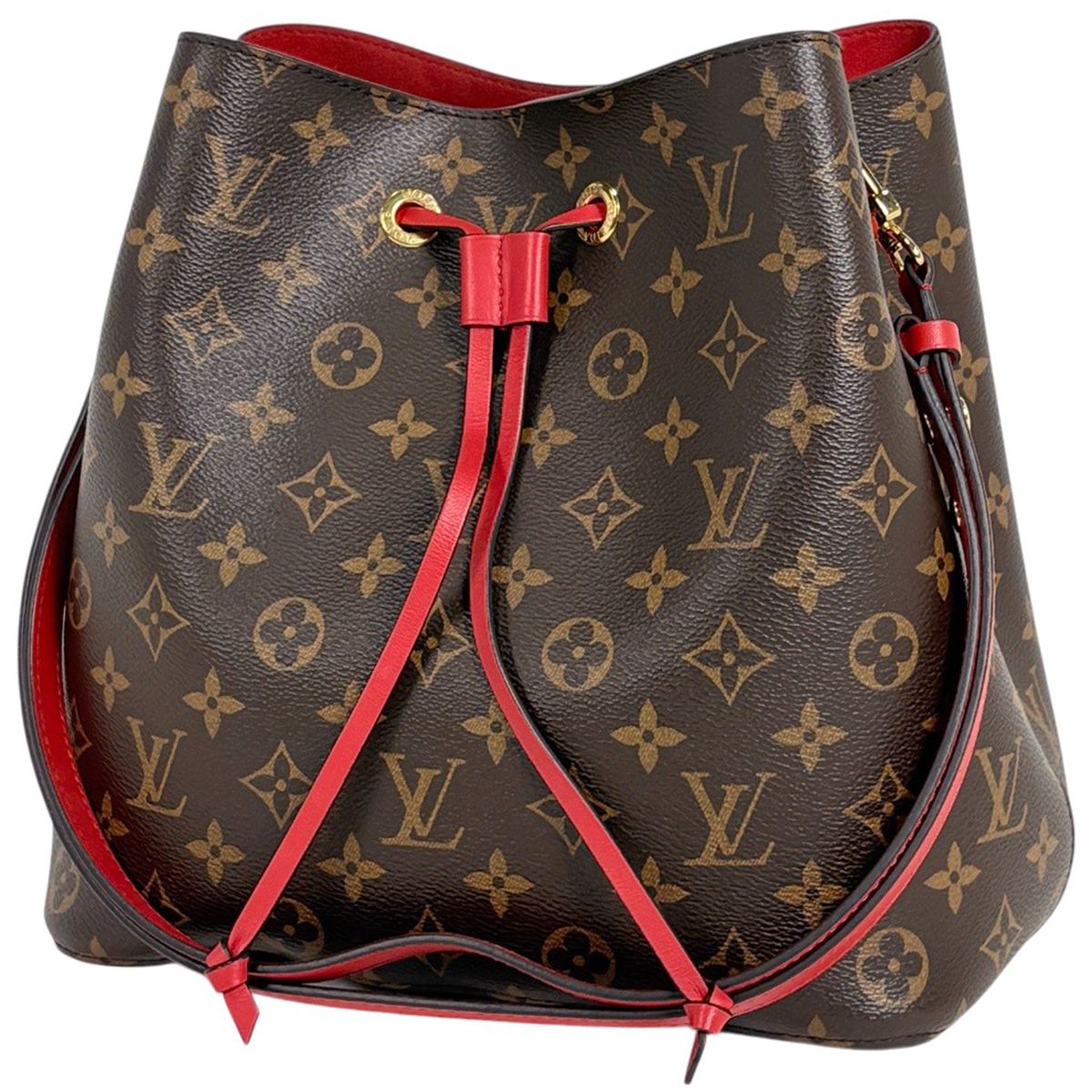Louis Vuitton Neo Noe Drawstring Shoulder Crossbody Bag Monogram Coquelicot