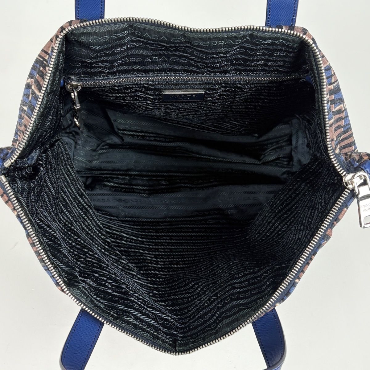 Prada Handbag 2-Way Fabric Brown Blue — view 6
