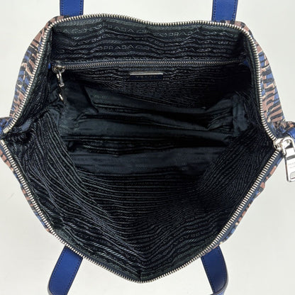 Prada Handbag 2-Way Fabric Brown Blue — view 6