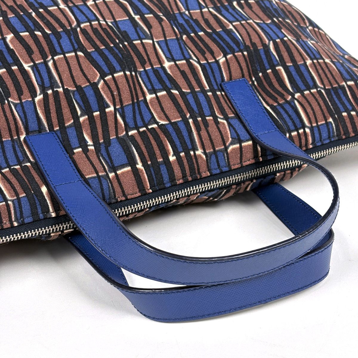 Prada Handbag 2-Way Fabric Brown Blue — view 5