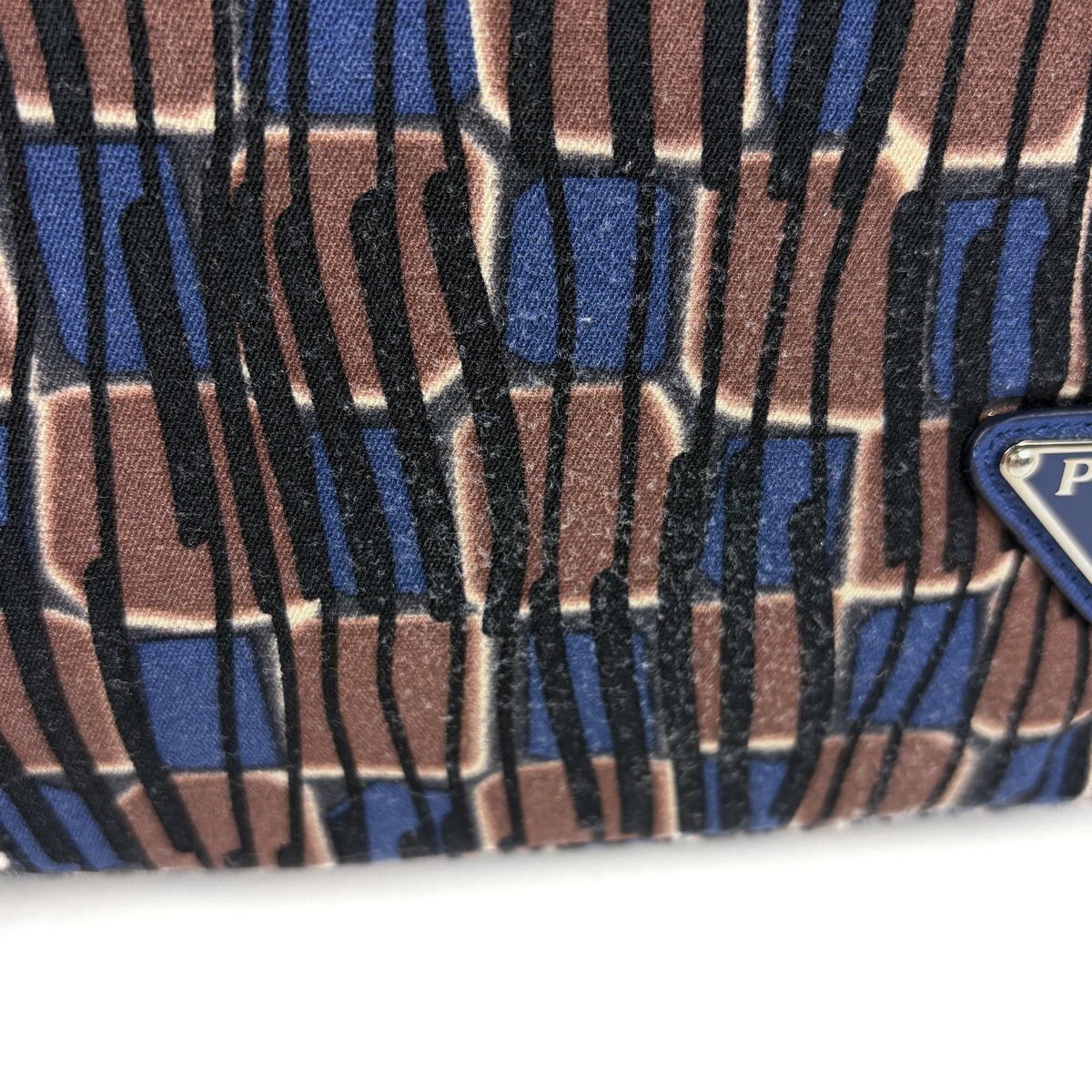 Prada Handbag 2-Way Fabric Brown Blue — view 4