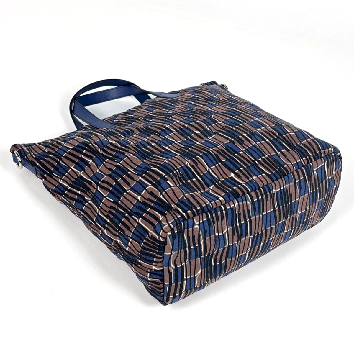 Prada Handbag 2-Way Fabric Brown Blue — view 2