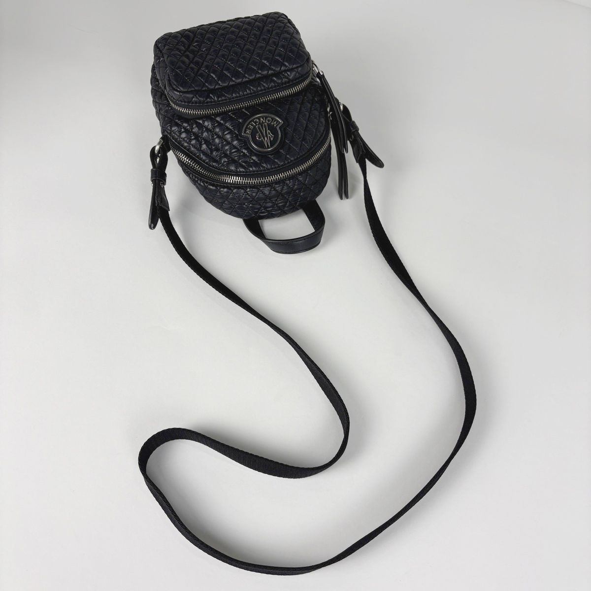 Moncler Logo Shoulder Bag Quilted Nylon Black — view 5