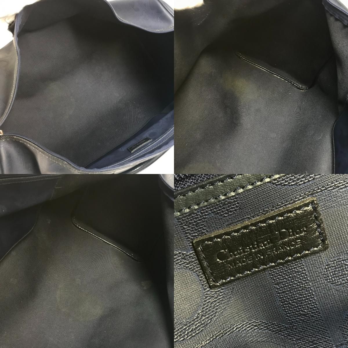 Dior Boston Bag Trotter Logo Leather Navy — view 9