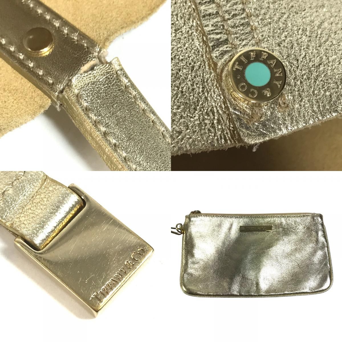 Tiffany & Co Shoulder Bag Logo Reversible Leather Gold — view 8
