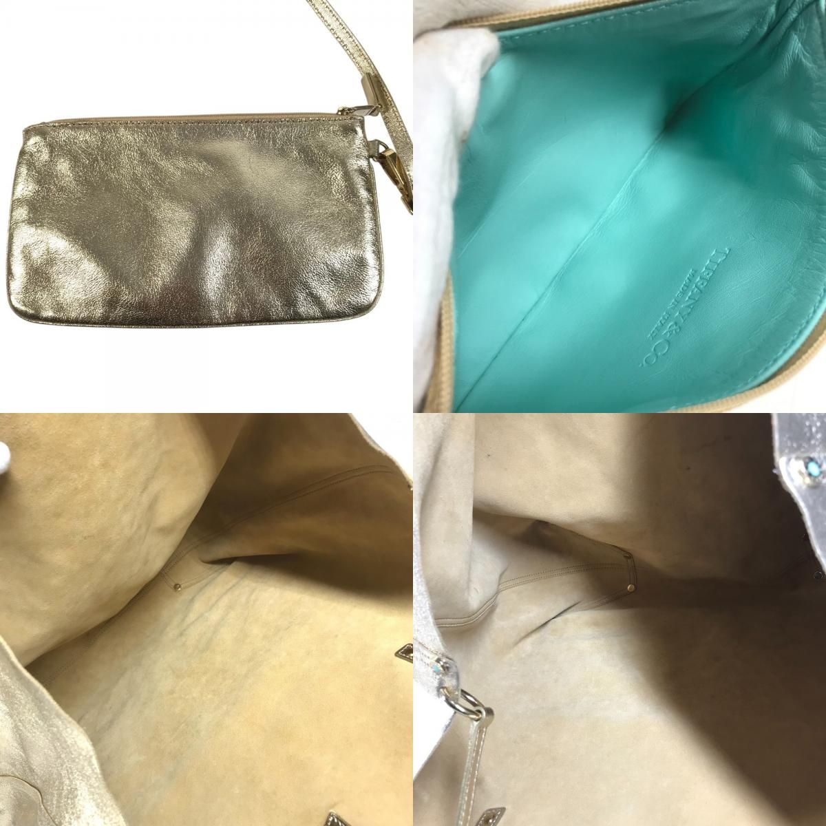 Tiffany & Co Shoulder Bag Logo Reversible Leather Gold — view 9