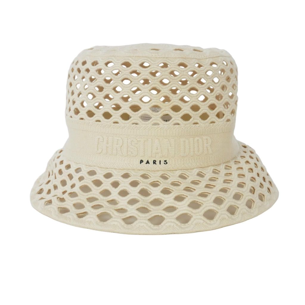 Dior Bob Hat Mesh Bucket Hat 58 Ivory White
