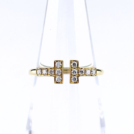 Tiffany & Co T Wire Diamond Ring YG Yellow Gold