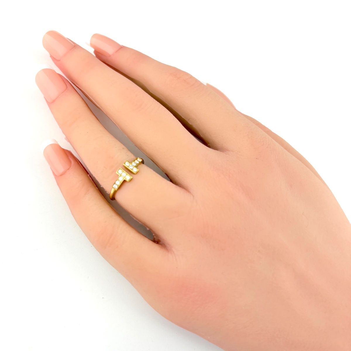 Tiffany & Co T Wire Diamond Ring YG Yellow Gold — view 6