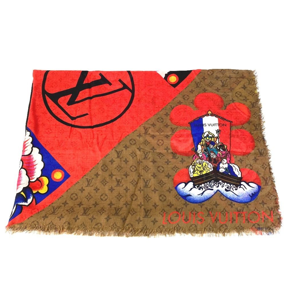 Louis Vuitton Shawl Etole Kabuki Silk Beige Scarf