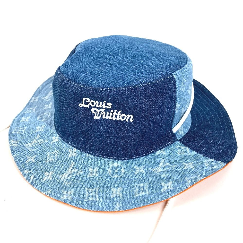 Louis Vuitton Hat Bucket Hat Denim Patchwork Explorer Reversible Cotton Blue — view 2