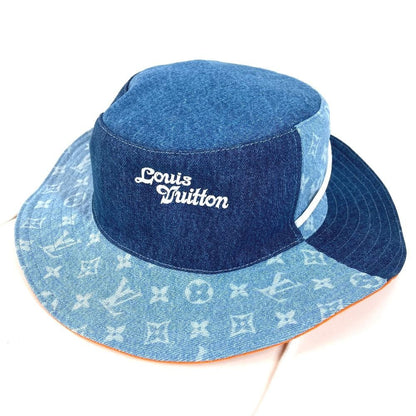 Louis Vuitton Hat Bucket Hat Denim Patchwork Explorer Reversible Cotton Blue — view 2