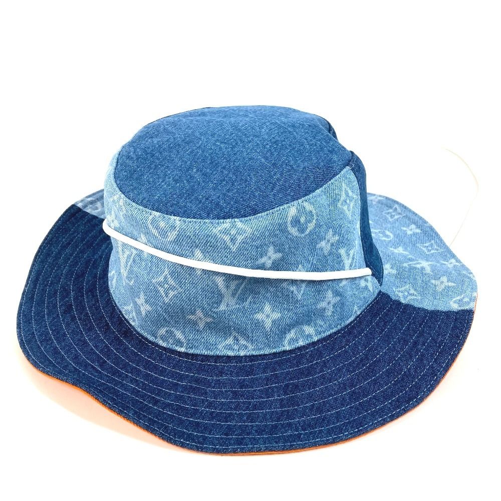 Louis Vuitton Hat Bucket Hat Denim Patchwork Explorer Reversible Cotton Blue — view 3