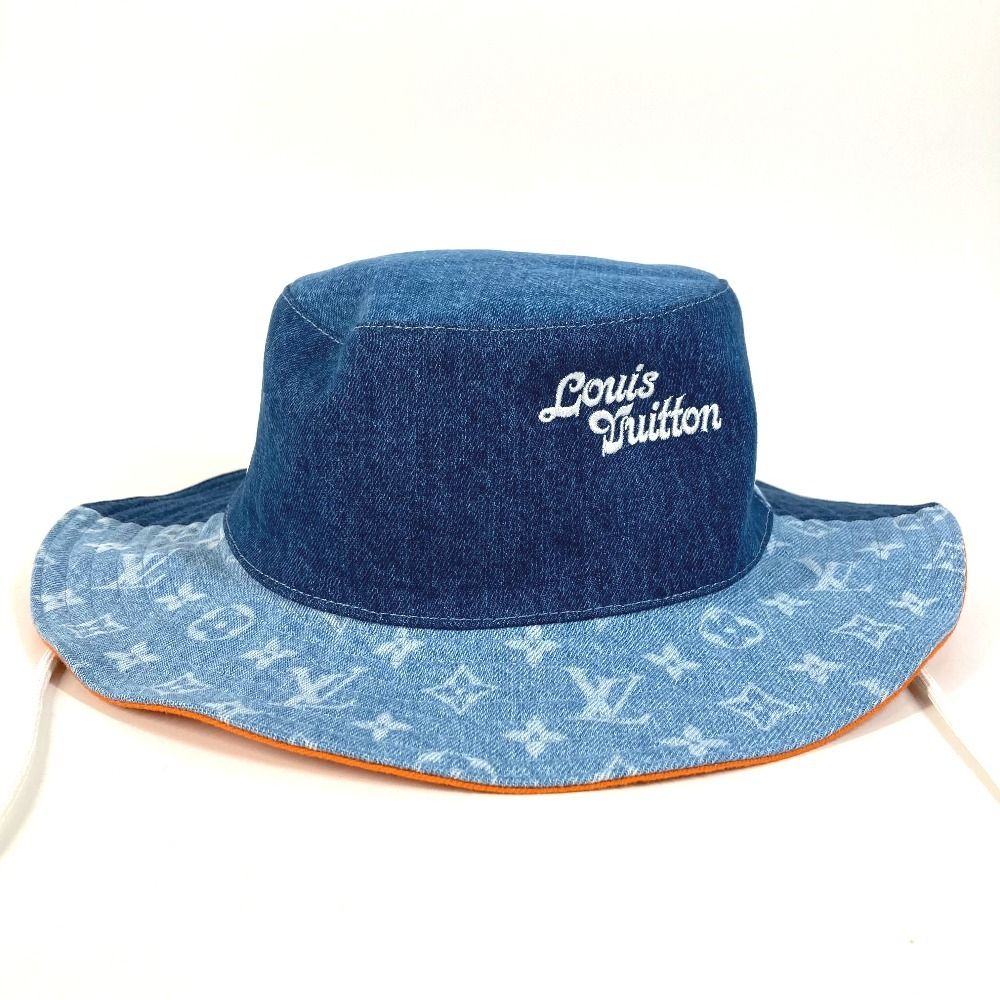 Louis Vuitton Hat Bucket Hat Denim Patchwork Explorer Reversible Cotton Blue — view 4