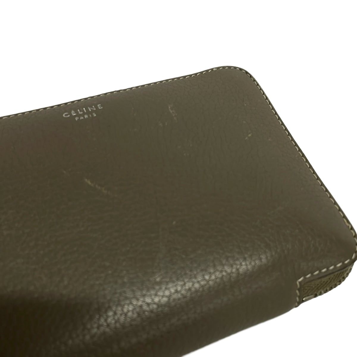 Celine Bifold Wallet Gray Beige Zip Around Leather — view 9