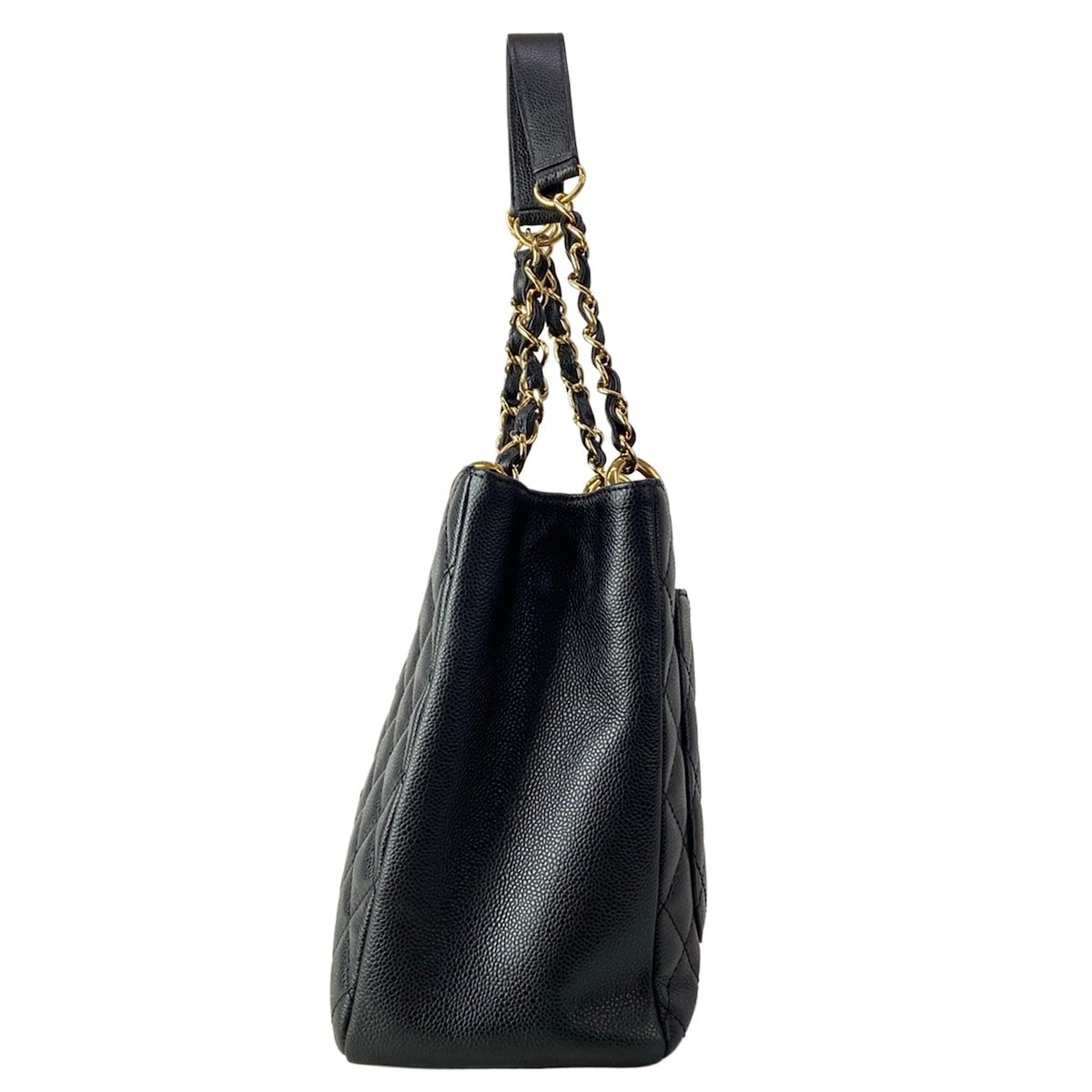 Chanel Tote Reproduction Chain Grand Shopping GST Black Shoulder Gold — view 4
