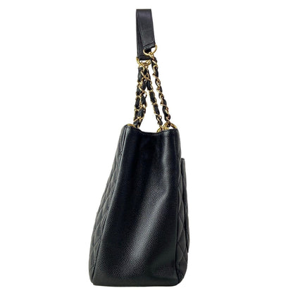 Chanel Tote Reproduction Chain Grand Shopping GST Black Shoulder Gold — view 4