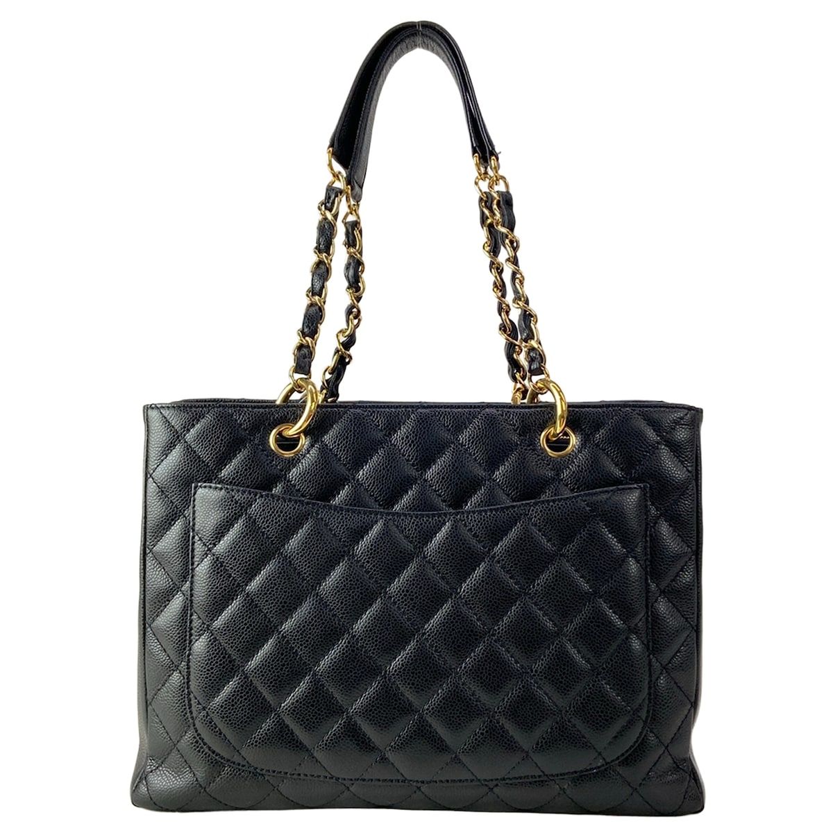 Chanel Tote Reproduction Chain Grand Shopping GST Black Shoulder Gold — view 3