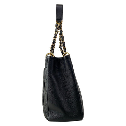 Chanel Tote Reproduction Chain Grand Shopping GST Black Shoulder Gold — view 2