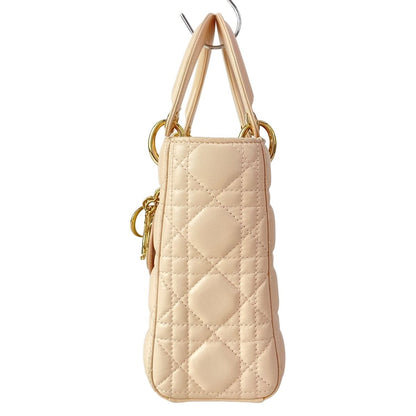 Dior Handbag Lady MY Abcdior Bag Small Light Pink Gold Lambskin — view 4
